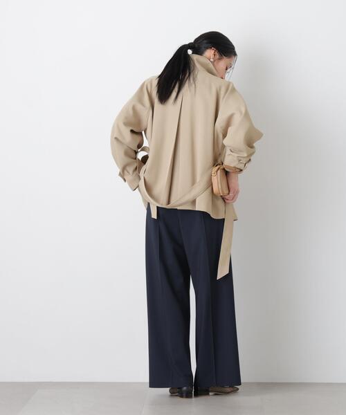 NANO universe（ナノユニバース）の「エアリーツイルベルテッドショートコート（トレンチコート・レディース・アイボリー/ベージュ・FREE）」の4枚目の写真