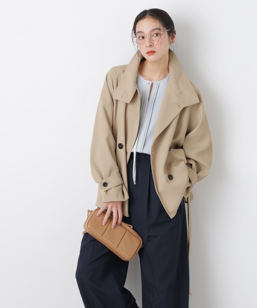 Kana 【タグ付き未使用】 エアリーツイルベルテッドショートコート エアリーツイル ベルテッド ショートコート