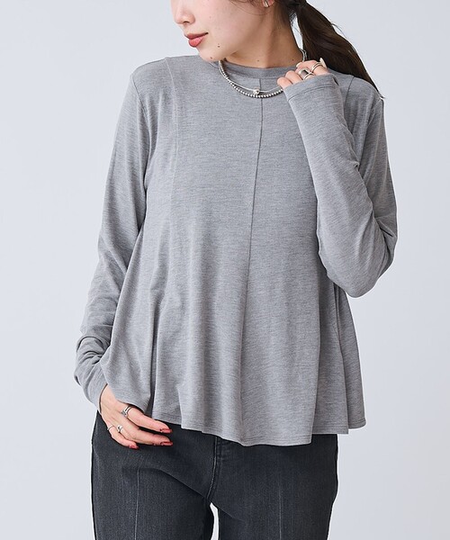 RONEL（ロネル）の「【RONEL】ベア天竺ペプラム ロングスリーブ（Tシャツ/カットソー・レディース・レッド/ライトグレー/ブラック・FREE）」の2枚目の写真