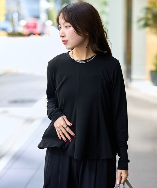 RONEL（ロネル）の「【RONEL】ベア天竺ペプラム ロングスリーブ（Tシャツ/カットソー・レディース・レッド/ライトグレー/ブラック・FREE）」の7枚目の写真
