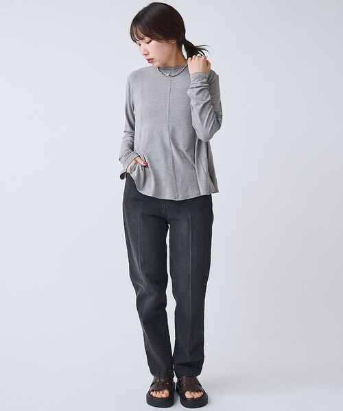 RONEL（ロネル）の「【RONEL】ベア天竺ペプラム ロングスリーブ（Tシャツ/カットソー・レディース・レッド/ライトグレー/ブラック・FREE）」の9枚目の写真