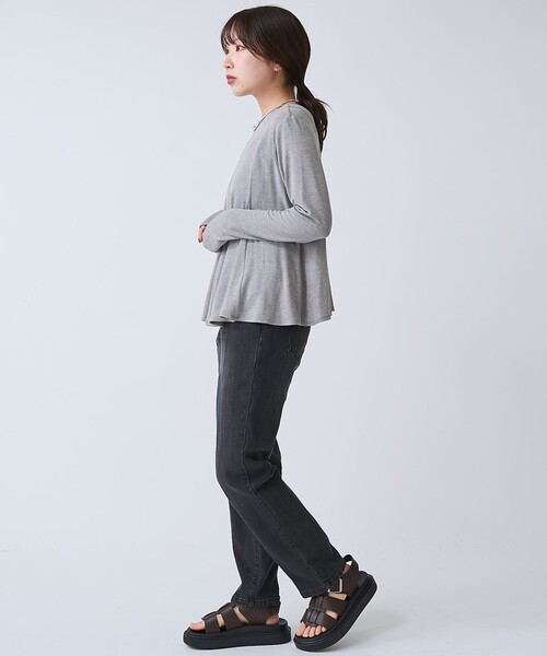 RONEL（ロネル）の「【RONEL】ベア天竺ペプラム ロングスリーブ（Tシャツ/カットソー・レディース・レッド/ライトグレー/ブラック・FREE）」の10枚目の写真