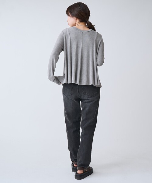RONEL（ロネル）の「【RONEL】ベア天竺ペプラム ロングスリーブ（Tシャツ/カットソー・レディース・レッド/ライトグレー/ブラック・FREE）」の11枚目の写真