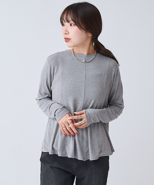 RONEL（ロネル）の「【RONEL】ベア天竺ペプラム ロングスリーブ（Tシャツ/カットソー・レディース・レッド/ライトグレー/ブラック・FREE）」の12枚目の写真