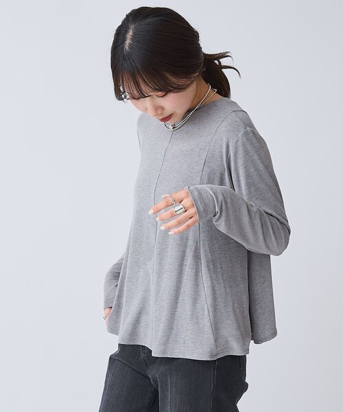 RONEL（ロネル）の「【RONEL】ベア天竺ペプラム ロングスリーブ（Tシャツ/カットソー・レディース・レッド/ライトグレー/ブラック・FREE）」の13枚目の写真