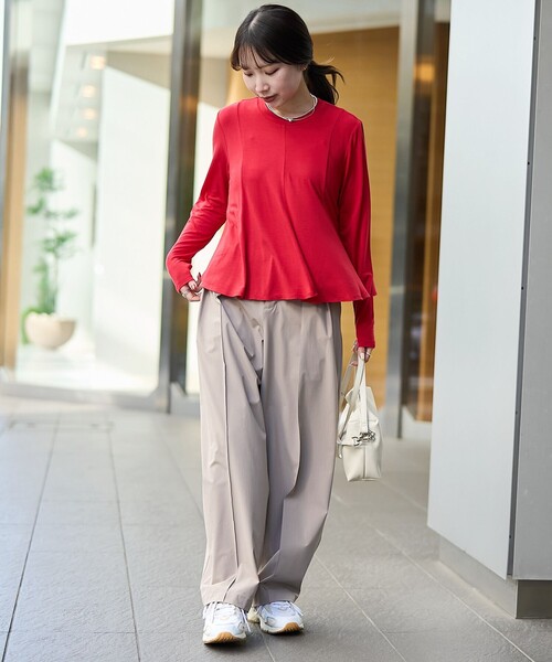 RONEL（ロネル）の「【RONEL】ベア天竺ペプラム ロングスリーブ（Tシャツ/カットソー・レディース・レッド/ライトグレー/ブラック・FREE）」の16枚目の写真