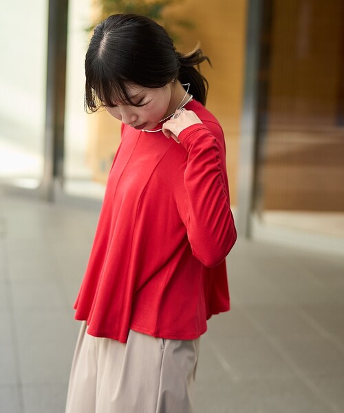 RONEL（ロネル）の「【RONEL】ベア天竺ペプラム ロングスリーブ（Tシャツ/カットソー・レディース・レッド/ライトグレー/ブラック・FREE）」の20枚目の写真