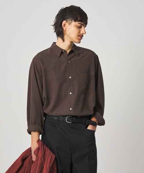スティーブンアラン スエードシャツ ブラウス 長袖 M キャメル STEVEN ALAN（スティーブンアラン） シャツ スラブ レギュラーカラー