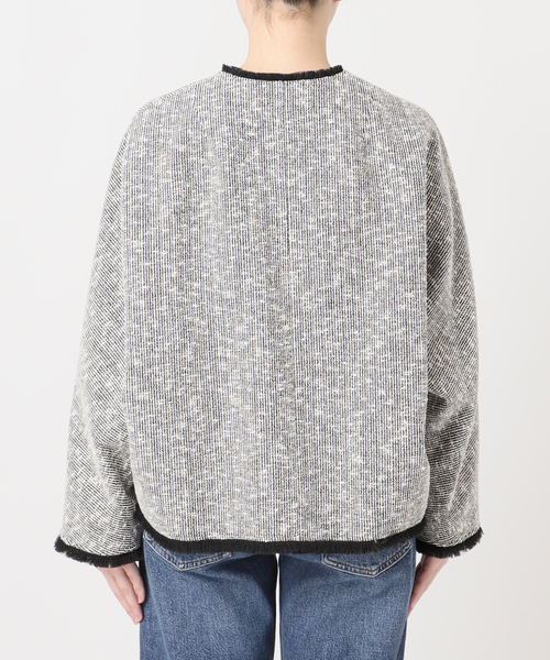 journal standard L'essage(ジャーナルスタンダードレサージュ)の「《追加》【一部店舗&WEB限定】GIOLICATWEED ドルマンジャケット 3(ノーカラージャケット・レディース・ブラック×ブラック/ブラックミックス・FREE)」の20枚目の写真