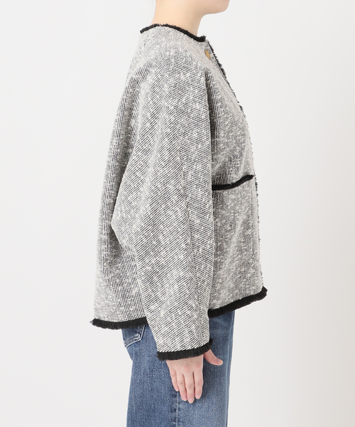 journal standard L'essage(ジャーナルスタンダードレサージュ)の「《追加》【一部店舗&WEB限定】GIOLICATWEED ドルマンジャケット 3(ノーカラージャケット・レディース・ブラック×ブラック/ブラックミックス・FREE)」の21枚目の写真