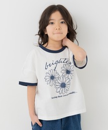 chil2 | 綿100％ プリントリンガー半袖Tシャツ(Tシャツ/カットソー)