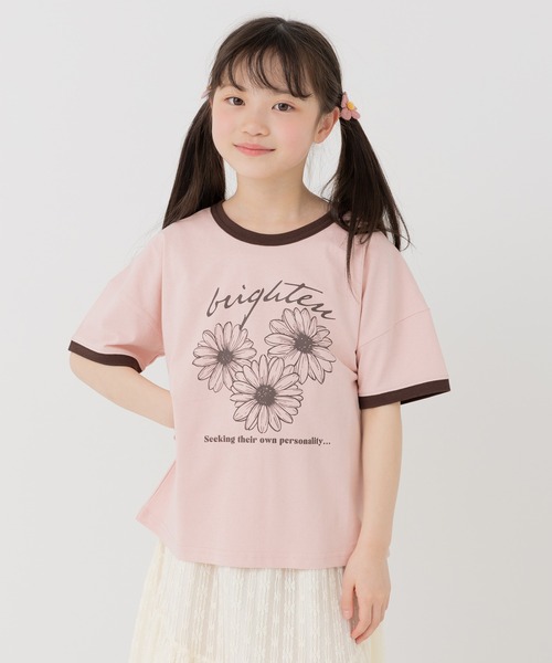 chil2(チルツー)の「綿100% プリントリンガー半袖Tシャツ(Tシャツ/カットソー・キッズ・J/H/A/F/E/D/C/I/G/B・140cm/130cm/120cm/110cm/100cm/90cm/80cm)」の2枚目の写真