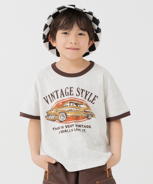 chil2(チルツー)の「綿100% プリントリンガー半袖Tシャツ(Tシャツ/カットソー・キッズ・J/H/A/F/E/D/C/I/G/B・140cm/130cm/120cm/110cm/100cm/90cm/80cm)」の5枚目の写真