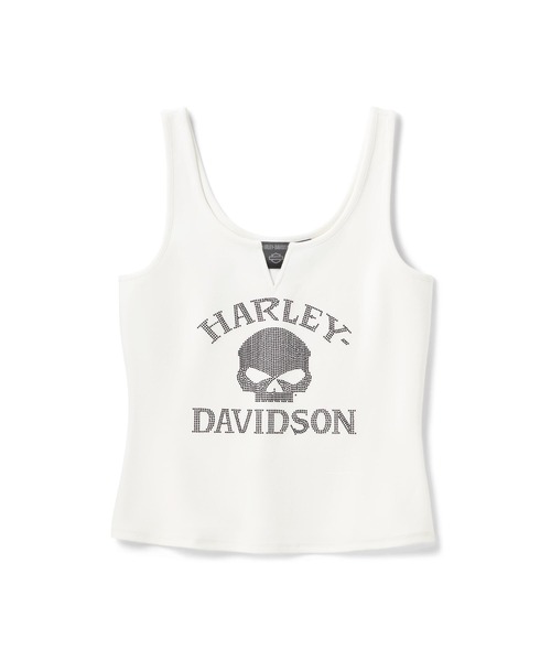 Harley-Davidson(ハーレーダビッドソン)の「Willie G(TM)スカル・ブリング(ラインストーン付)・タンクトップ(タンクトップ・レディース・ホワイト系その他・X-SMALL/SMALL/MEDIUM/LARGE)」の1枚目の写真