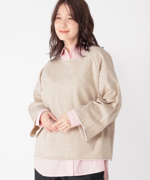 studio CLIP（スタディオクリップ）の「裏毛ワイドスリーブプルオーバー（スウェット・レディース・ベージュ/ライトグレー/アイボリー・FREE）」の3枚目の写真