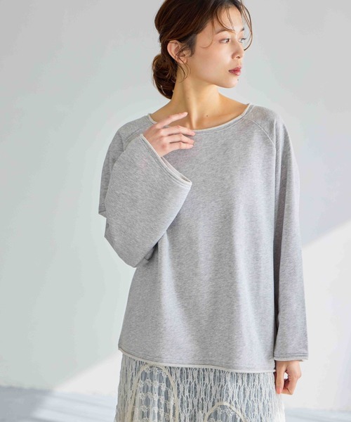 studio CLIP（スタディオクリップ）の「裏毛ワイドスリーブプルオーバー（スウェット・レディース・ベージュ/ライトグレー/アイボリー・FREE）」の4枚目の写真