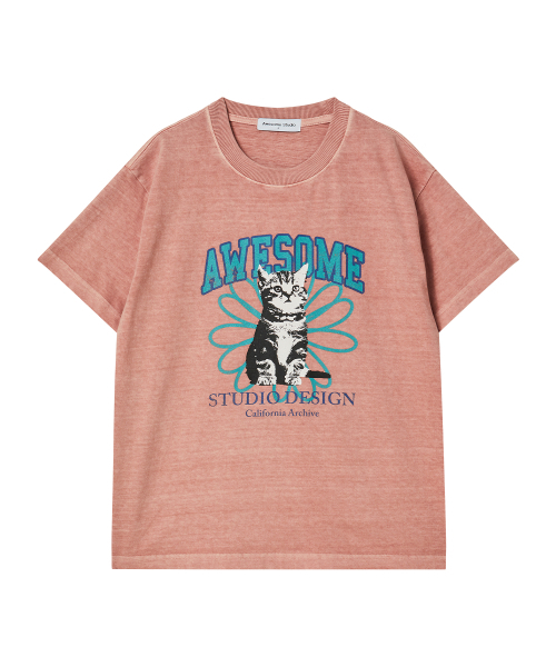 AWESOME STUDIO(オーサムスタジオ)の「ピグメントキャットフラワー半袖Tシャツインディピンク(Tシャツ/カットソー・レディース・その他・FREE)」の2枚目の写真