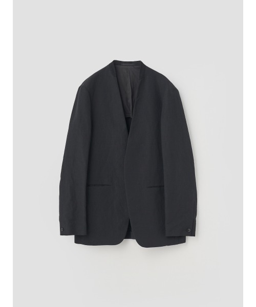 JOHN SMEDLEY(ジョンスメドレー)の「ウールリネンポプリンワッシャー ノーカラージャケット(ノーカラージャケット・メンズ・ブラック・3/2/1)」の2枚目の写真