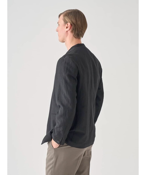 JOHN SMEDLEY(ジョンスメドレー)の「ウールリネンポプリンワッシャー ノーカラージャケット(ノーカラージャケット・メンズ・ブラック・3/2/1)」の5枚目の写真
