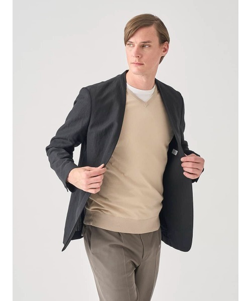 JOHN SMEDLEY(ジョンスメドレー)の「ウールリネンポプリンワッシャー ノーカラージャケット(ノーカラージャケット・メンズ・ブラック・3/2/1)」の8枚目の写真