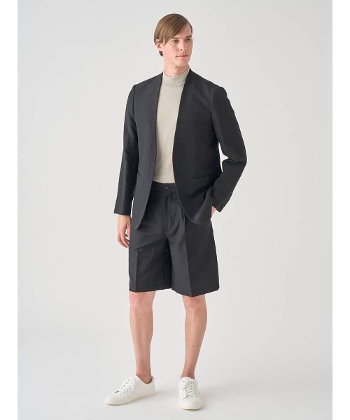 JOHN SMEDLEY(ジョンスメドレー)の「ウールリネンポプリンワッシャー ノーカラージャケット(ノーカラージャケット・メンズ・ブラック・3/2/1)」の9枚目の写真