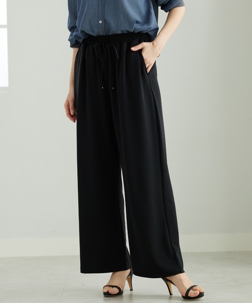 BELLUNA PLUS（ベルーナ）の「シャリさら！快適ドロストワイドパンツ５９丈（その他パンツ・レディース・ブラック/アイボリー/グリーン/モカ・SMALL/MEDIUM/LARGE/X-LARGE）」の6枚目の写真