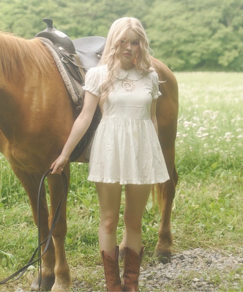 chernyy(チェルニー)の「Indian cotton rose babydoll dress / インドコットンローズベビードールドレス(ワンピース・レディース・アイボリー・LARGE/MEDIUM/SMALL)」の9枚目の写真