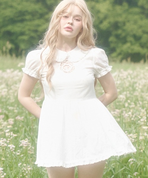 chernyy(チェルニー)の「Indian cotton rose babydoll dress / インドコットンローズベビードールドレス(ワンピース・レディース・アイボリー・LARGE/MEDIUM/SMALL)」の2枚目の写真