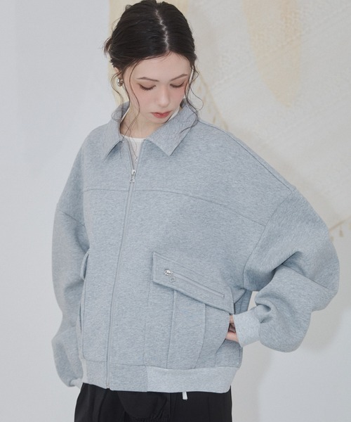 ENVYM（アンビー）の「アウトポケットスウェットブルゾン（ブルゾン・レディース・カーキ/ブラック/グレー・FREE）」の19枚目の写真