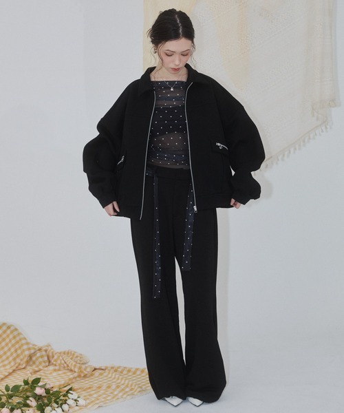 ENVYM（アンビー）の「アウトポケットスウェットブルゾン（ブルゾン・レディース・カーキ/ブラック/グレー・FREE）」の7枚目の写真