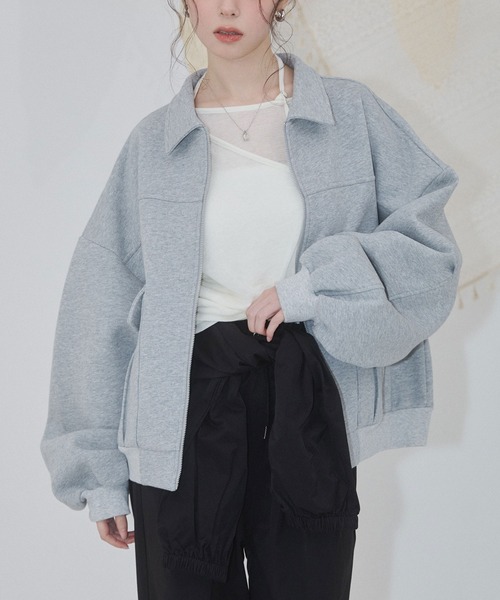 ENVYM（アンビー）の「アウトポケットスウェットブルゾン（ブルゾン・レディース・カーキ/ブラック/グレー・FREE）」の21枚目の写真