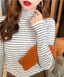 NoBelle（ノベル）の「ボーダー柄　タートルネック（ジャージ）」
