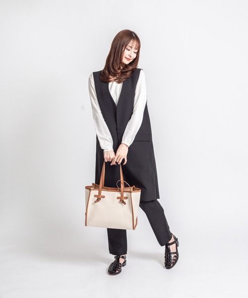 GIANNI CHIARINI（ジャンニ キアリーニ）の「【GIANNI CHIARINI/ジャンニキアリーニ】トートバッグ　MARCELLA　Sサイズ　コットン×本革（トートバッグ・レディース・ブラック/アイボリー/ライトブラウン・FREE）」の17枚目の写真