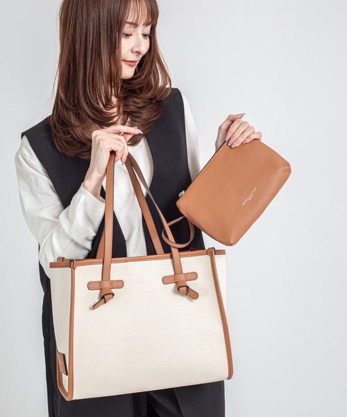 GIANNI CHIARINI（ジャンニ キアリーニ）の「【GIANNI CHIARINI/ジャンニキアリーニ】トートバッグ　MARCELLA　Sサイズ　コットン×本革（トートバッグ・レディース・ブラック/アイボリー/ライトブラウン・FREE）」の16枚目の写真