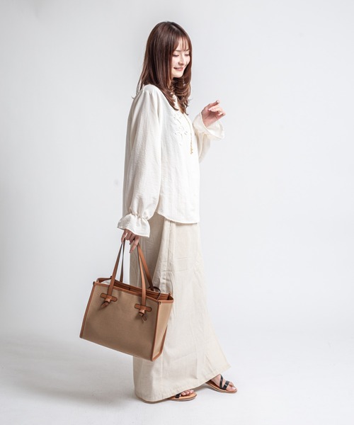 GIANNI CHIARINI（ジャンニ キアリーニ）の「【GIANNI CHIARINI/ジャンニキアリーニ】トートバッグ　MARCELLA　Sサイズ　コットン×本革（トートバッグ・レディース・ブラック/アイボリー/ライトブラウン・FREE）」の21枚目の写真