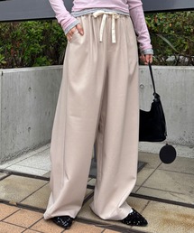 ISOOK（アイスー）の「【ISOOK / アイスー】ウエスト紐イージーパンツ / リラックスパンツ ワイドパンツ イージーケア ルーズ ウエストゴム フルレングス ハイウエスト ブラック ベージュ ZOZOTOWN限定（チノパンツ）」