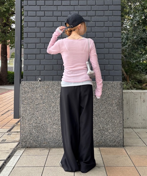 ISOOK(アイスー)の「【ISOOK / アイスー】配色ドロストイージーワイドパンツ / イージーケア タフタ タックパンツ リラックスパンツ ZOZOTOWN限定(チノパンツ・レディース・ブラック/ベージュ・FREE)」の10枚目の写真