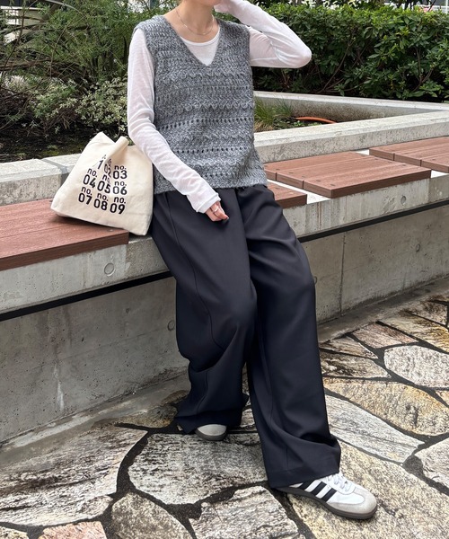 ISOOK(アイスー)の「【ISOOK / アイスー】配色ドロストイージーワイドパンツ / イージーケア タフタ タックパンツ リラックスパンツ ZOZOTOWN限定(チノパンツ・レディース・ブラック/ベージュ・FREE)」の18枚目の写真