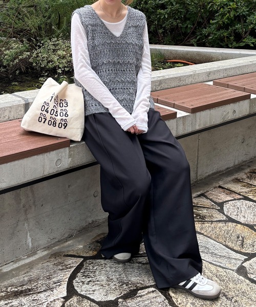 ISOOK(アイスー)の「【ISOOK / アイスー】配色ドロストイージーワイドパンツ / イージーケア タフタ タックパンツ リラックスパンツ ZOZOTOWN限定(チノパンツ・レディース・ブラック/ベージュ・FREE)」の19枚目の写真
