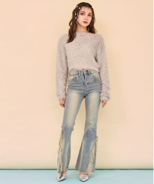 ANAP（アナップ）の「フリンジヘム デニム フレアパンツ（デニムパンツ・レディース・ブルー・M/S）」の11枚目の写真