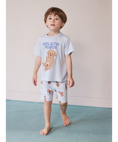gelato pique（ジェラートピケ）の「【KIDS】ドッグ柄ショートパンツ（ルームウェア/パジャマ・キッズ・クリーム/ブルー・120/110/100/90）」の5枚目の写真