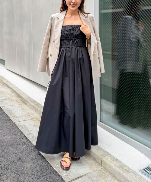 NOLLEY’S（ノーリーズ）の「ウォッシャブル2WAYギャザーキャミワンピース（ワンピース・レディース・ブラック/ベージュ系その他・36/38）」の22枚目の写真