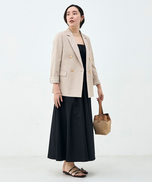 NOLLEY’S（ノーリーズ）の「ウォッシャブル2WAYギャザーキャミワンピース（ワンピース・レディース・ブラック/ベージュ系その他・36/38）」の4枚目の写真