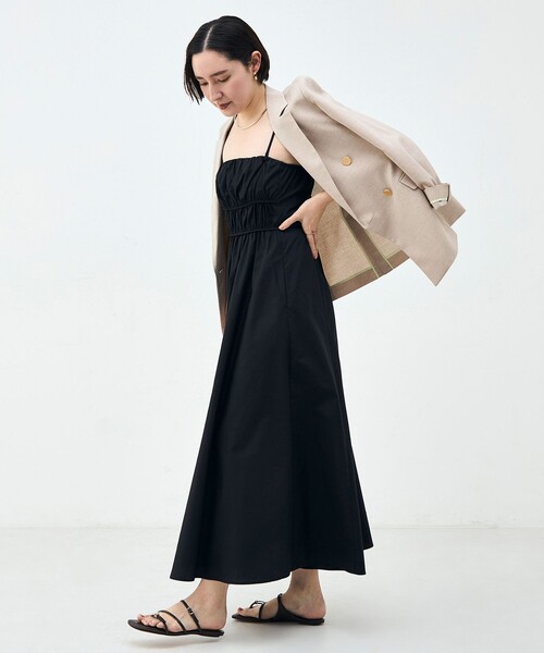NOLLEY’S（ノーリーズ）の「ウォッシャブル2WAYギャザーキャミワンピース（ワンピース・レディース・ブラック/ベージュ系その他・36/38）」の8枚目の写真