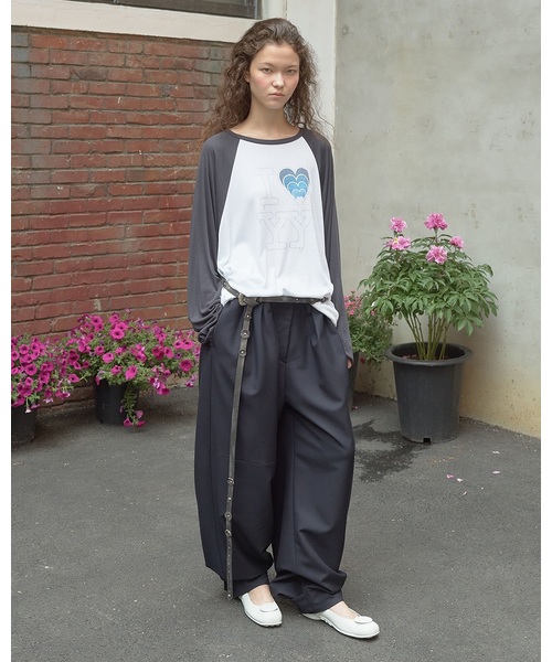OPEN Yy(オープンワイワイ)の「【OPEN YY / オープンワイワイ】 Knitted I LOVE YY RAGLAN TEE(Tシャツ/カットソー・レディース・ブルー系その他/グリーン・SMALL/MEDIUM)」の2枚目の写真