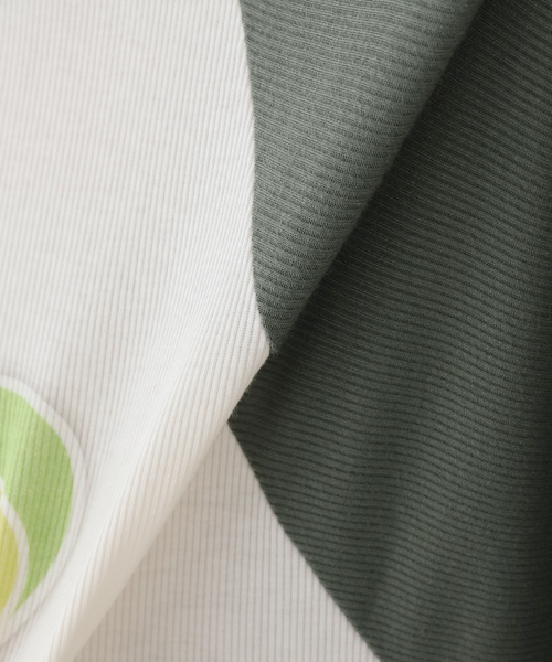 OPEN Yy(オープンワイワイ)の「【OPEN YY / オープンワイワイ】 Knitted I LOVE YY RAGLAN TEE(Tシャツ/カットソー・レディース・ブルー系その他/グリーン・SMALL/MEDIUM)」の4枚目の写真