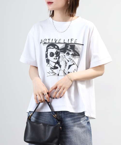 A.N.L(エーエヌエル レーベル)の「A.N.L モデルプリント半袖カットソー(Tシャツ/カットソー・レディース・ブラック/オフホワイト/マスタード/ピンク・38)」の17枚目の写真