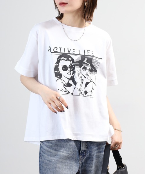 A.N.L(エーエヌエル レーベル)の「A.N.L モデルプリント半袖カットソー(Tシャツ/カットソー・レディース・ブラック/オフホワイト/マスタード/ピンク・38)」の19枚目の写真