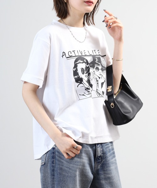 A.N.L(エーエヌエル レーベル)の「A.N.L モデルプリント半袖カットソー(Tシャツ/カットソー・レディース・ブラック/オフホワイト/マスタード/ピンク・38)」の20枚目の写真