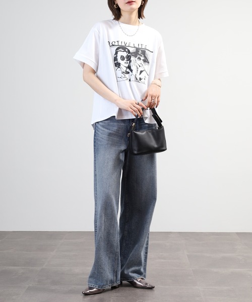 A.N.L(エーエヌエル レーベル)の「A.N.L モデルプリント半袖カットソー(Tシャツ/カットソー・レディース・ブラック/オフホワイト/マスタード/ピンク・38)」の22枚目の写真